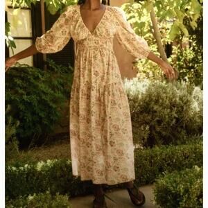The Great The Brook Midi Floral Dress Size 1 Small Tiered Festival Cottagecore